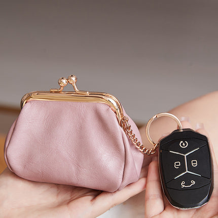Retro Clip Coin Purse 2024 New Girls Compact Portable Key Bag Solid Color Easiest for Match Coin Storage Bag