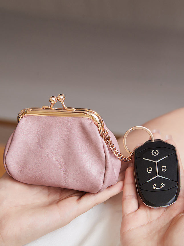Retro Clip Coin Purse 2024 New Girls Compact Portable Key Bag Solid Color Easiest for Match Coin Storage Bag