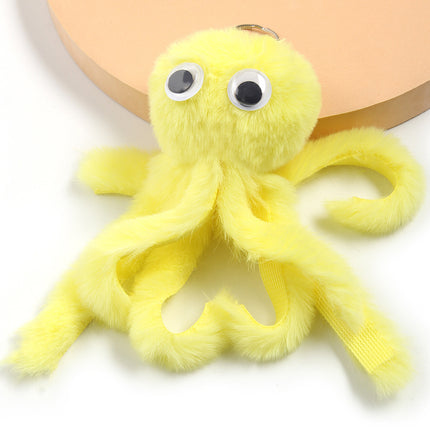 New creative octopus fur ball keychain cute octopus marine life plush doll bag hanging accessories