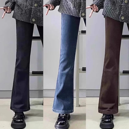 Plus Size Retro Bootcut Jeans for Women 2025 Autum New Fat mm Pear-Shaped Figure High Waist Slim Flared Pants