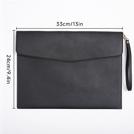 Magnetic suction leather file bag large capacity business meeting file bag waterproof office information storage book custom logo