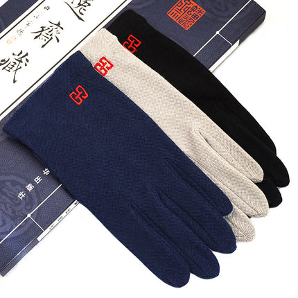 Men's Cotton Gloves Wholesale Spring, Summer and Autumn Non-slip Sunscreen Thin Gloves Driving Sweat-absorbent Breathable Touch Screen Gloves