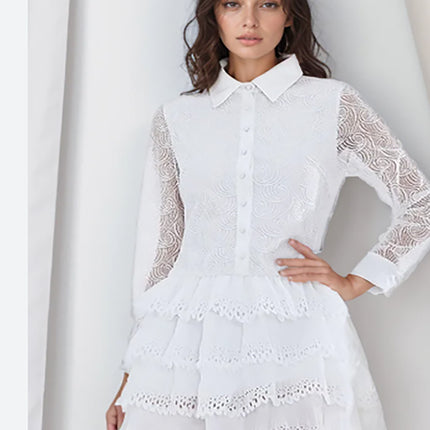 Elegant and Fashionable Commuter Dress for Women 2026 Spring New Lace Design Solid Color Mini Skirt Women's Clothing