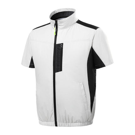 Summer new short-sleeved heatstroke prevention and cooling with fan air conditioning clothing men's work charging refrigeration welder cooling overalls