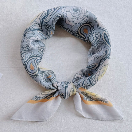 Hanging Card Gift Small Square Scarf for Women, Cotton Blend New Printed Sweet Fashionable Neck Scarf, Soft