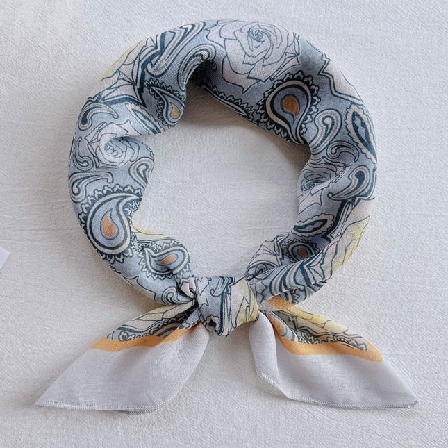 Hanging Card Gift Small Square Scarf for Women, Cotton Blend New Printed Sweet Fashionable Neck Scarf, Soft