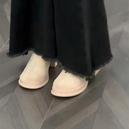 Slim and Good-Looking Velvet Short Boots for Women 2025 New Autumn and Winter Thick Heel High Heel Boots Suede Waterproof Platform Boots