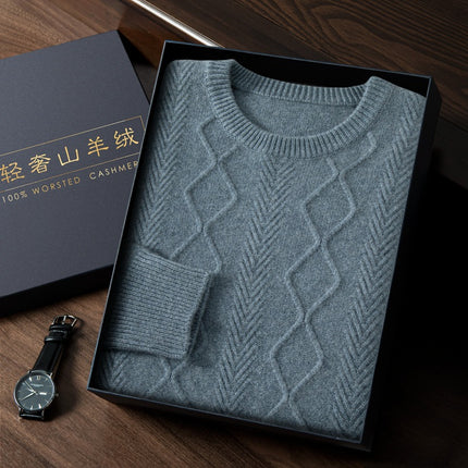 Autumn and Winter thickened men's cashmere sweater round neck men's sweater business casual pure cashmere knitted bottoming shirt men