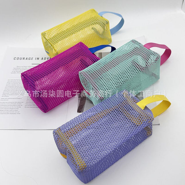 Cross-Border Dopamine Octagonal Mesh Makeup Bag, Portable Large-Capacity Storage Bag for Travel, See-Through Beach Storage Bag