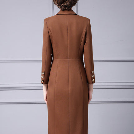 Zhili's Powerful Aura Dress 2026 New Spring Style Diagonal Zipper Figure-Flattering High-End Slit Bodycon Blazer Dress