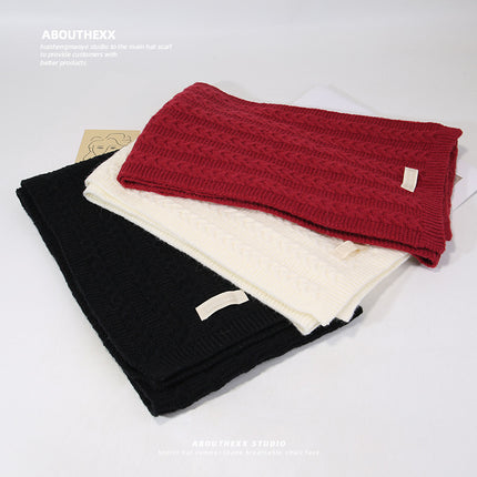 Soft Waxy Knitted Scarf Women's Winter Warm Knitted Scarf Student Sweet All-match Cold-proof Wool Letter Scarf for Men