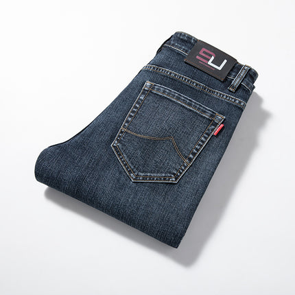 2024 spring new men's light business jeans men's fashion men's jeans small straight pants