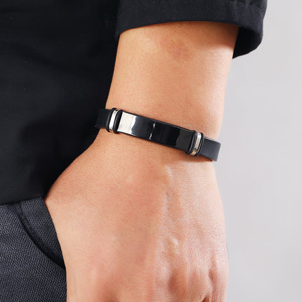 European and American Cross-border Trendy Men's Light Plate Stainless Steel Bracelet Men's Characteristic Jewelry Personalized Creative Silicone Bracelet