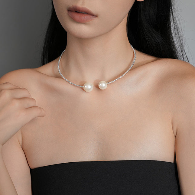 Broken silver several Two Pearl opening collar summer Net Red new personality chocker necklace temperament necklace wholesale