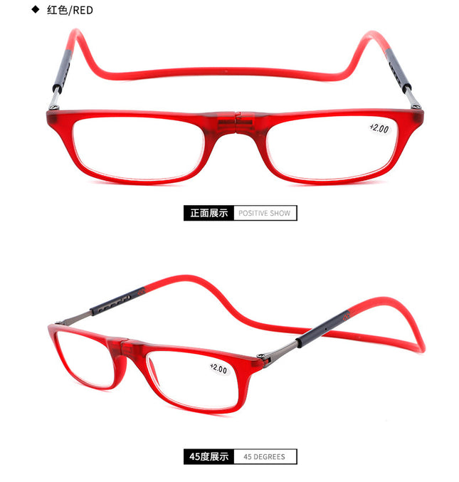 Presbyopia glasses New neck magnetic presbyopia glasses anti-blue light portable ultra-light flower glasses telescopic legs manufacturers wholesale