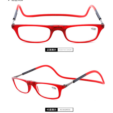 Presbyopia glasses New neck magnetic presbyopia glasses anti-blue light portable ultra-light flower glasses telescopic legs manufacturers wholesale