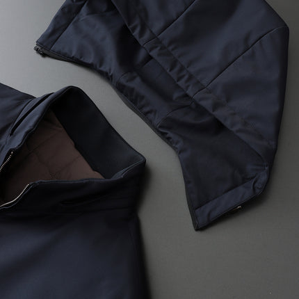 Source Manufacturer Spring and Autumn Anti-Wrinkle Fashion Korean Style Casual Jacket Business Simple Removable Hood Filled with Wool Middle-Aged Clothing