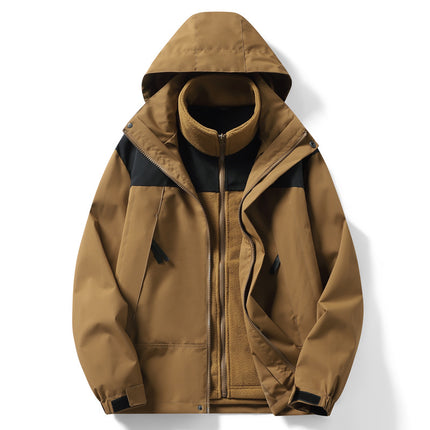 Warm Jacket Two-Piece Set, Outdoor Fashion Men's Jacket, Plus Velvet Cold-Proof Jacket, Liner Polar Fleece Jacket