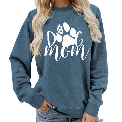 Amazon Source Dog Mom Printed Round Neck Women's Jacket Sweatshirt Autumn and Winter Jacket Casual Loose