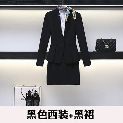 High-end professional dress winter long sleeve civil servant interview formal dress women beauty salon jewelry overalls professional temperament