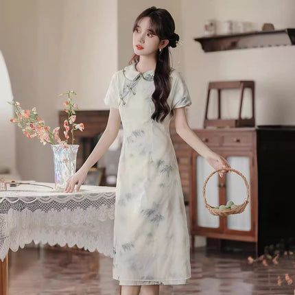Women's Clothing 2026 Summer New Style Songxiang Zhuyin New Chinese Style Dress Elegant Mint Green Dress for Daily Wear