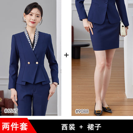 High-end Suit suit Female Spring and Autumn Professional Temperament Goddess Fan Hotel Manager Front Desk Reception Beauty Salon Overalls