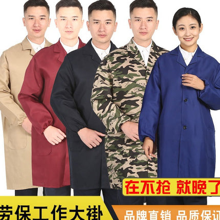 Work Clothes Men's Wear Big Gown Camouflage Labor Insurance Coat Long-sleeved Carrying Wear-resistant Auto Repair Dirty-resistant Blue Factory Clothes Overalls