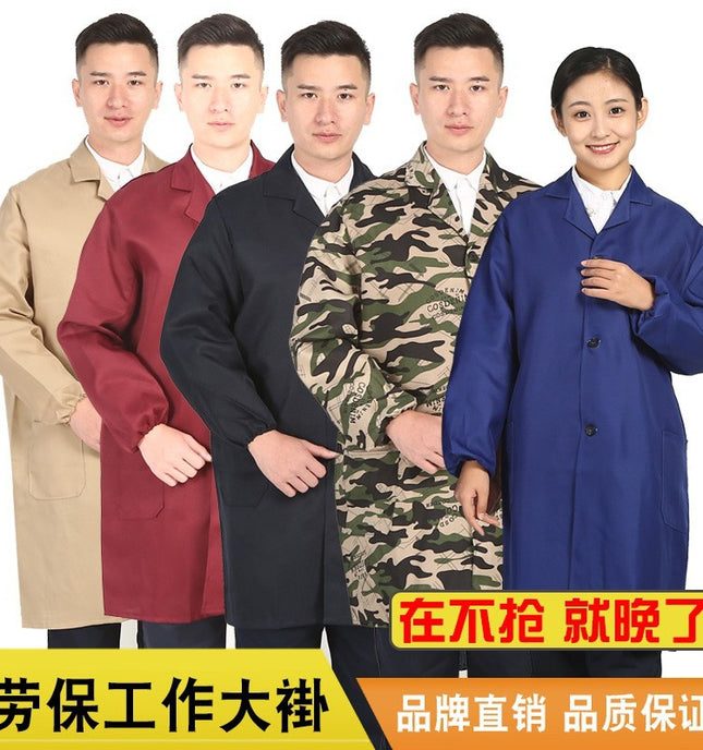 Work Clothes Men's Wear Big Gown Camouflage Labor Insurance Coat Long-sleeved Carrying Wear-resistant Auto Repair Dirty-resistant Blue Factory Clothes Overalls