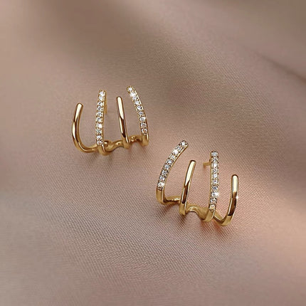 Minimalist Four-Claw Stud Earrings for Women, Niche Design, High-End Internet Celebrity Earrings, Light Luxury, High-End Minimalist Style Earrings Trend