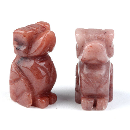 1in Puppy Crystal Agate Stone Mini Carved Small Animal Semi-Precious Stone Crafts Dog Small Ornaments