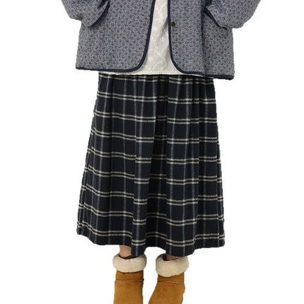 2025 New Autum Women's Korean Style Versatile Plaid Brushed Skirt Loose Casual Age-Reducing Mid-Length A-Line Skirt