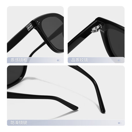 25 New Models of Gm Square-Frame Sunglasses with a High-End Feel, Retro Style, Suitable for Large Faces, Slimming Effect, Uv Protection for Driving, Model 9171