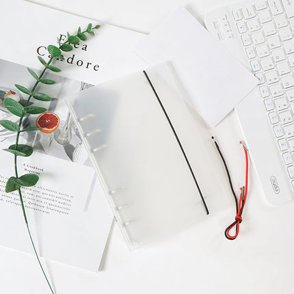A6 Transparent quicksand bead binder notebook 6-hole simple laser notebook soft case pp frosted binder