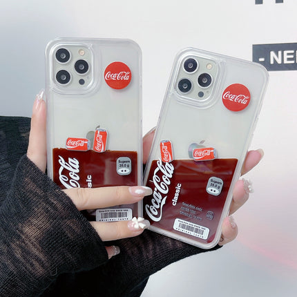 Mobile Phone Case for iPhone16promax Coke Floating Liquid quicksand for Apple 14 Large Hole Drop-resistant Protective Case