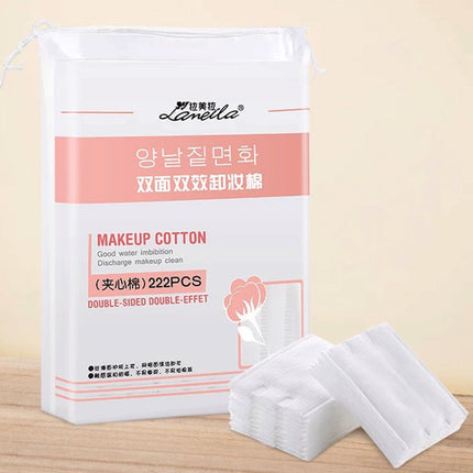 Hot supply Latin American cotton cosmetic cotton 50 double-sided three-layer slag-free makeup remover cotton thickened 222 pieces