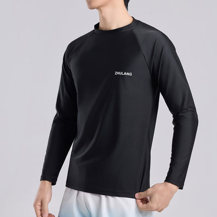 2026 New Fitness Long-Sleeved Men's Loose Quick-Drying Clothing Outdoor Sports Sun Protection Long-Sleeved Shorts Breathable Training Clothes