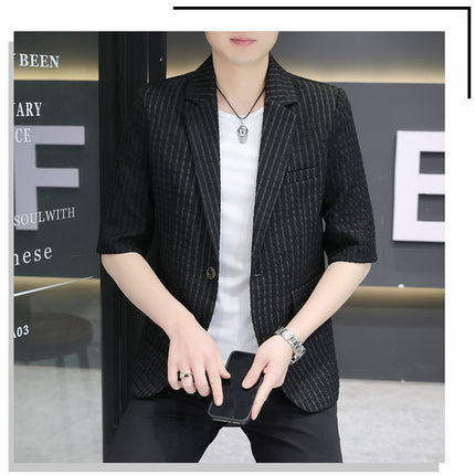 Summer half sleeve thin suit Korean style men's half sleeve fashionable fashionable jacket slim fit trendy summer small suit