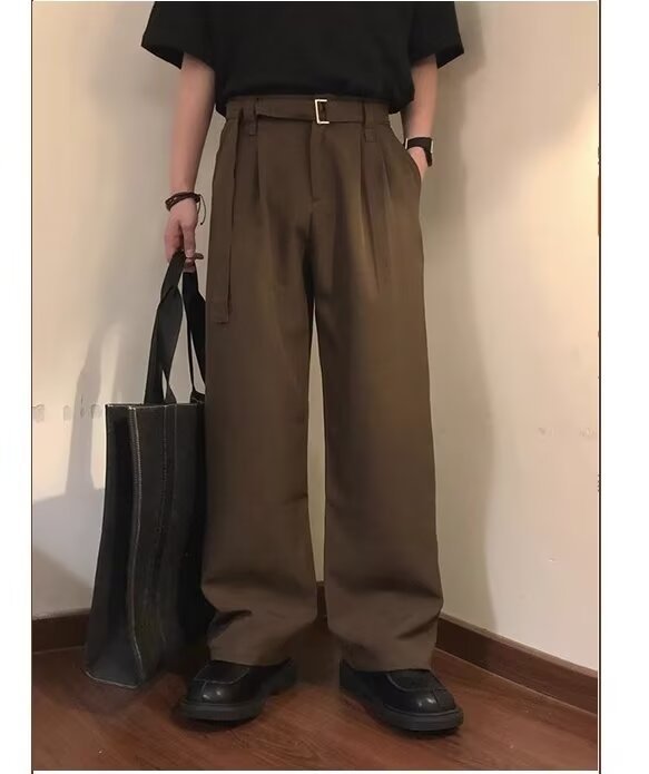 New Loose Casual Pants for Men, Korean Style Trendy Versatile Pants, Summer Thin Drape Wide-Leg Floor-Length Trousers