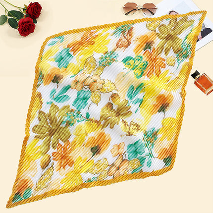 New wrinkled small square scarf female Korean imitation silk printed wrinkled small scarf Joker scarf decorative scarf wholesale