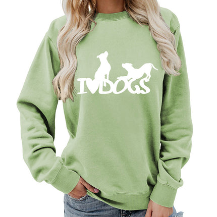 I dogs dog printed crew neck women's top vests foreign trade supply autumn and winter coat casual loose European size span