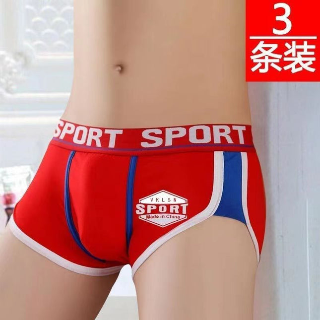 Pure Cotton Men's Underwear Sports Style Large Size Personalized Mid-Waist Pants Breathable Loose Pure Color New Style Cotton Boxer Shorts