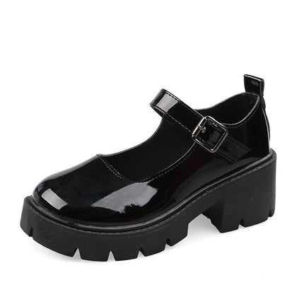 White Mary Jane Small Leather Shoes for Women 2023 Spring Thin Cosplay Thick Sole Thick Heel High Heel Japanese Style Jk Flats