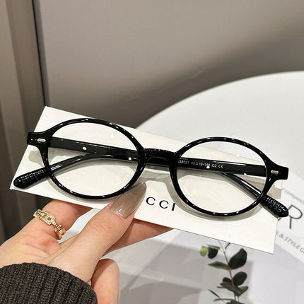 Fake Nerd-Style Oval Frame Women's Tortoiseshell Eyeglass Frames Ultra-Light Eyeglass Frames Plain Tr90 Factory Wholesale