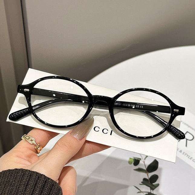Fake Nerd-Style Oval Frame Women's Tortoiseshell Eyeglass Frames Ultra-Light Eyeglass Frames Plain Tr90 Factory Wholesale