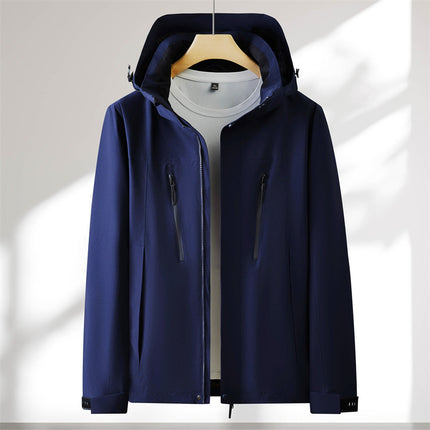 Windproof and Waterproof Three-in-One Down Jacket Fleece Graphene Hooded Work Clothes Jacket Work Clothes Printing