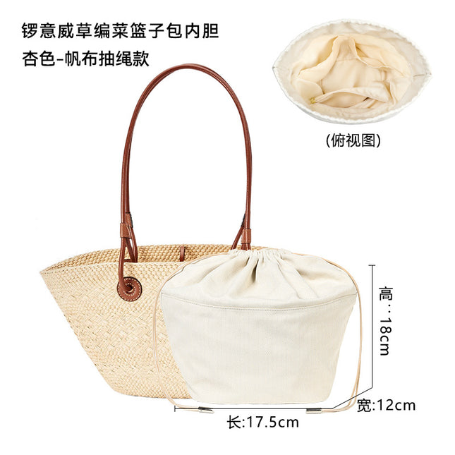 Straw Bag Liner Canvas / Doublure Sac Paille Toile