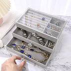 Round handle 3 make-up box + gray flannel plate / See details