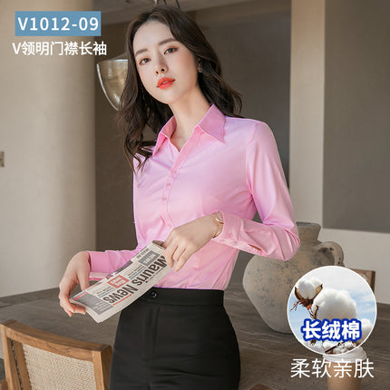 New Women's Bamboo Fiber Professional Shirts, No-Iron Business Casual Shirts, Women's White-Collar Attire, Bank Work Clothes