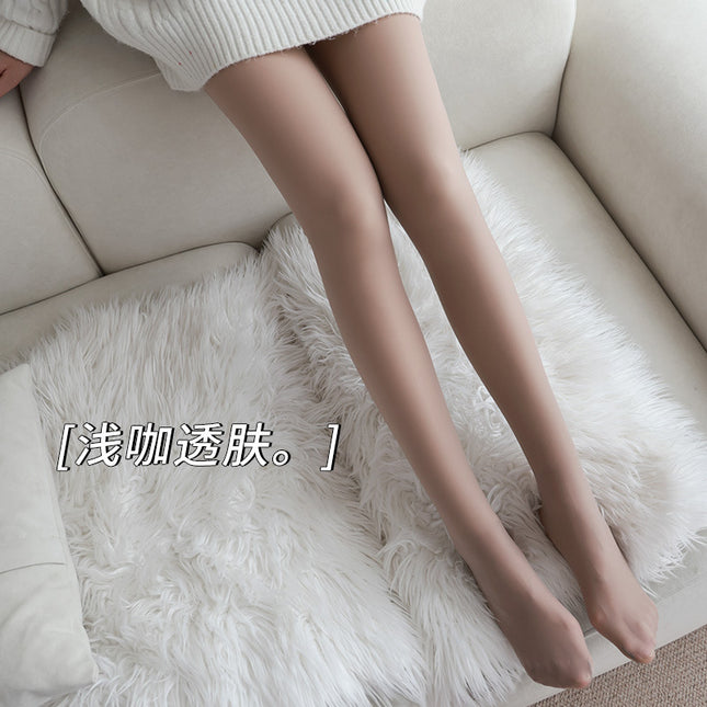 Black Silk Light Leg Artifact for Women's fleece-lined Thickened Single-Layer Integrated Black Skin-Transvious Water Light Socks Autumn and Winter Naked Feeling Bottoming Pantyhose