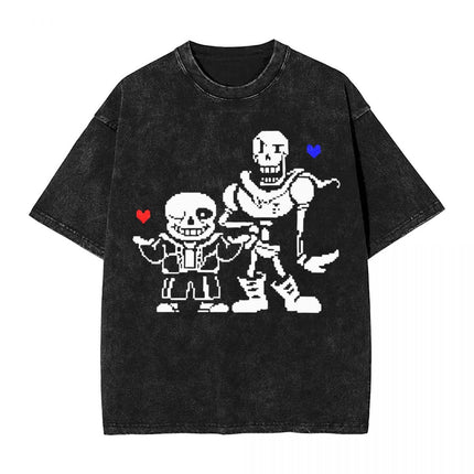 Annoying Dog Game Frisk t Shirts Hip Hop Washed Cotton Overs